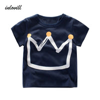 Boys T Shirt Crown Print Short Sleeve - 4IZN